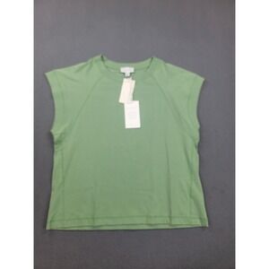 Evereve Shirt Womens Medium Green Nora Muscle Tee Pima Cotton Tank Top Crewneck